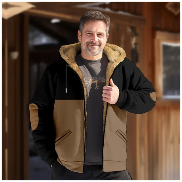 Men's Winter Print Jacket Men's Casual Trend Zipper Hooded Jacket - Image 13