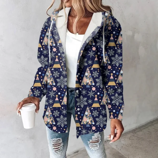 Women's Coat Casual And Fashionable Composite Thick And Warm Printed Hooded - Image 31