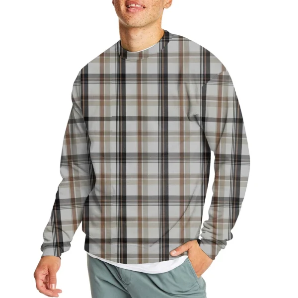 Men's Casual Fashion Comfortable Plaid Round Neck Pullover Sweatshirt Sweatshirt - Image 23