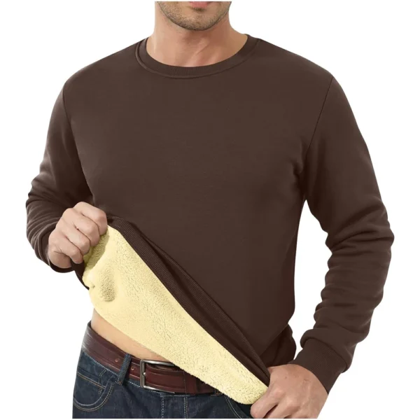 Men's Long Sleeve Fleece Casual Fuzzy Crewneck Pullover Warm Winter Sweatshirts - Image 15
