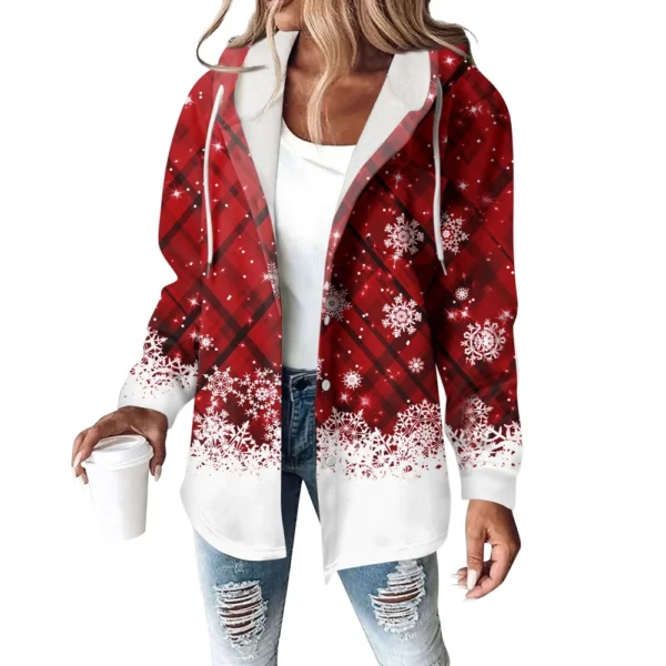 Women's Coat Casual And Fashionable Composite Thick And Warm Printed Hooded - Image 4