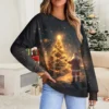 Women's Casual Fashion Comfortable Raglan Sleeve V-Neck Christmas Print - Image 13