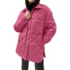 Women's  Loose Casual Solid Color Medium Long Diamond  Down Cotton Jacket, - Image 20
