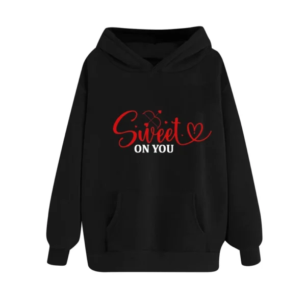 SWEET ON YOU Women's Fashion Casual Pullover Hoodie Valentine's Day Printed - Image 12