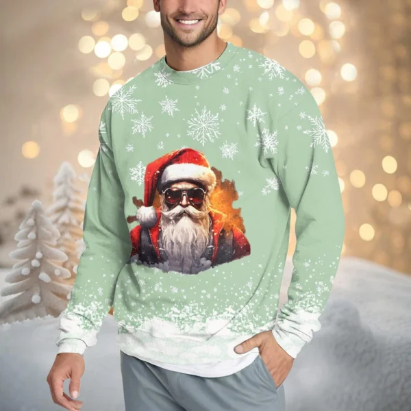 Men's Casual Fashion Comfortable Christmas Printed Round Neck Pullover - Image 49