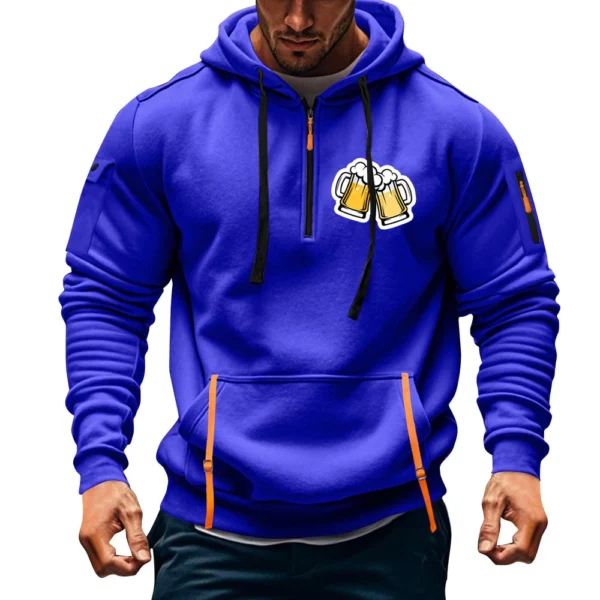 Men's Printed Sweatshirt Hoodie Zipper Arm Pocket Cardigan Men's Sports Large - Image 16