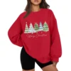 Women's Casual Fashion Long Sleeve Christmas Print Round Neck Sweatshirt Top - Image 46