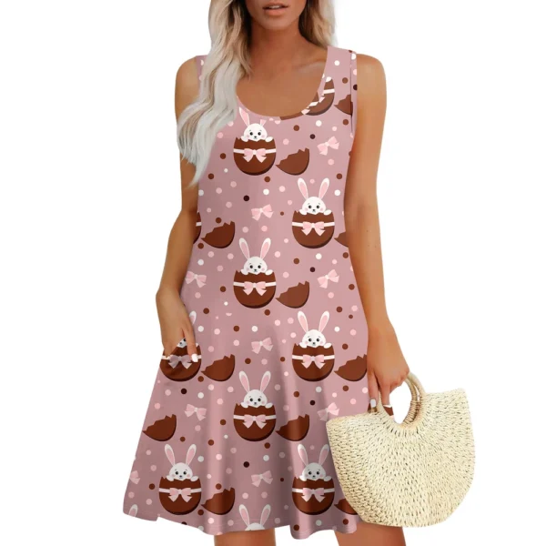 Women's Easter Summer Printed Casual Loose Sundresses Fashion Dresses Dress - Image 3