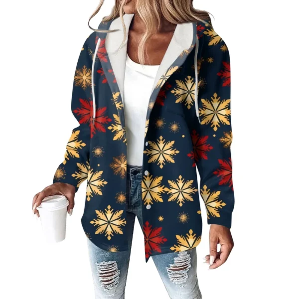 Women's Coat Casual And Fashionable Composite Thick And Warm Printed Hooded - Image 41