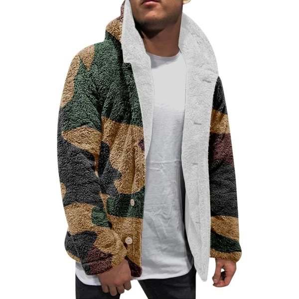 Men'S Winter Zipper Hooded Fleece Sweatshirt With Patch Pocket Casual Jacket - Image 2