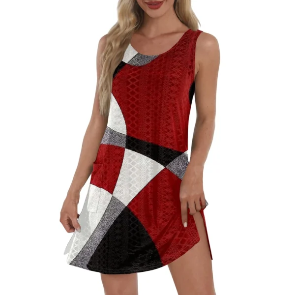 Women's Casual Sundress With Pockets Summer Boho Beach Dress T-Shirts Dress V - Image 35