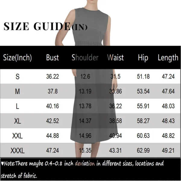 Women's Casual Fashion Round Neck Sleeveless Solid Irregular Hem Midi Dress - Image 11
