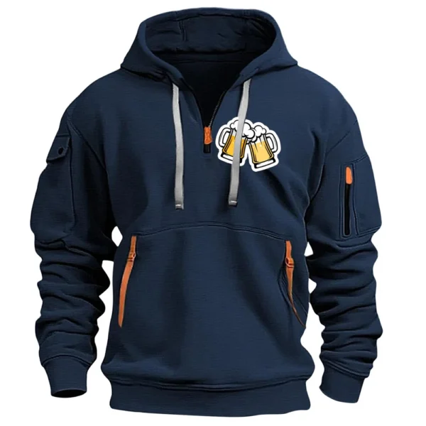 Men's Printed Sweatshirt Hoodie Zipper Arm Pocket Cardigan Men's Sports Large - Image 4