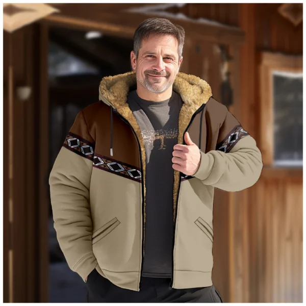 Men's Winter Print Jacket Men's Casual Trend Zipper Hooded Jacket - Image 25