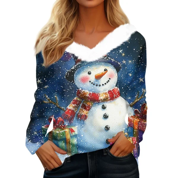 Long Sleeve Shirts For Women Cute Tops Christmas Prints Tees Blouses Casual - Image 7
