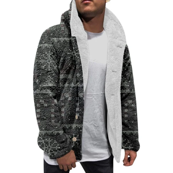 Men'S Winter Zipper Hooded Fleece Sweatshirt With Patch Pocket Casual Jacket - Image 7