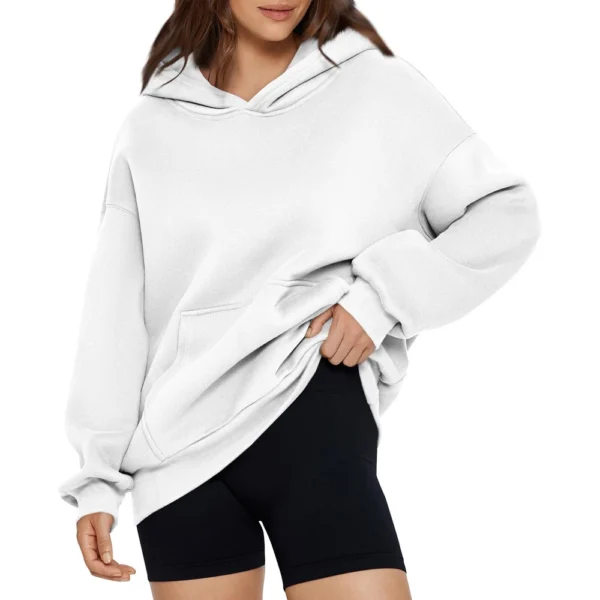 Women's Fashion Spring Hooded Sweatshirt Casual Pocket Top Loose Pullover - Image 58