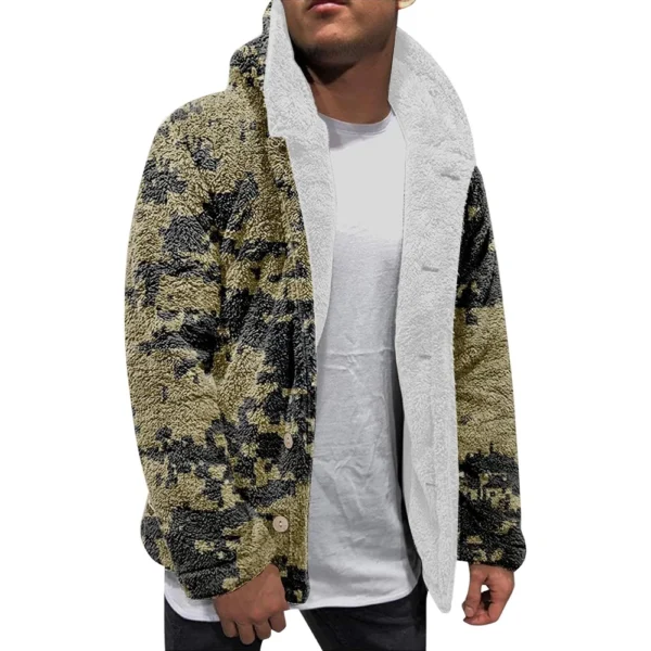 Men'S Winter Zipper Hooded Fleece Sweatshirt With Patch Pocket Casual Jacket - Image 4