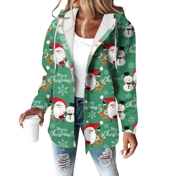 Women's Coat Casual And Fashionable Composite Thick And Warm Printed Hooded - Image 9