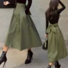 Bow hem skirt slim waist long skirt - Image 18