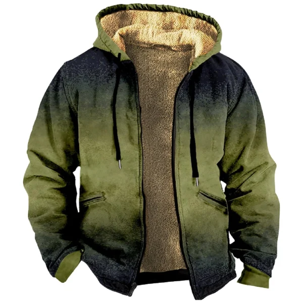 Men's Winter Print Jacket Men's Casual Trend Zipper Hooded Jacket - Image 7