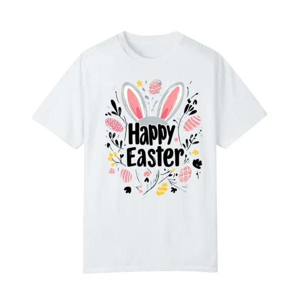Happy Easter Women's Fashion Printed Round Neck Short Sleeve T-Shirt Pullover - Image 7