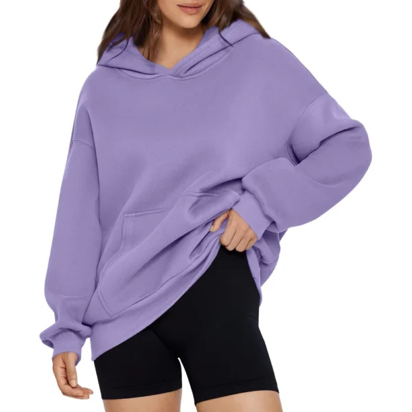 Women's Fashion Spring Hooded Sweatshirt Casual Pocket Top Loose Pullover - Image 5