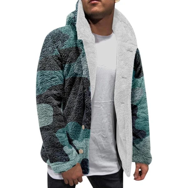 Men'S Winter Zipper Hooded Fleece Sweatshirt With Patch Pocket Casual Jacket - Image 3