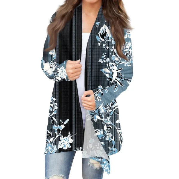 Women's Fashion Casual Vintage Floral Printed Mid-Length Cardigan Jacket - Image 13