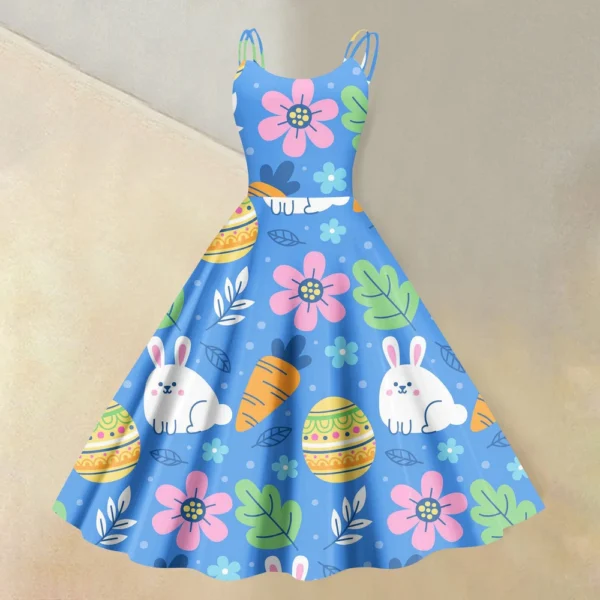 Women's  Casual Fashion Flower Print Sexy Off Shoulder Punk Retro Skirt - Image 13
