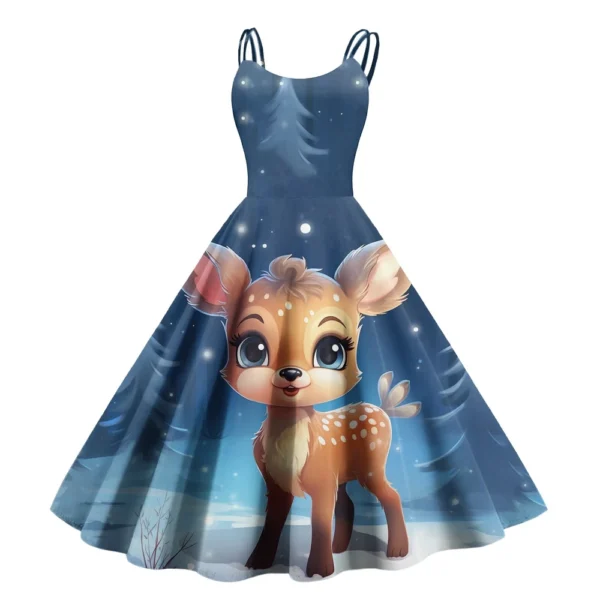 Women's Fashion Christmas Printed Sexy Strapless Gothic Cocktail Dress Punk, - Image 25