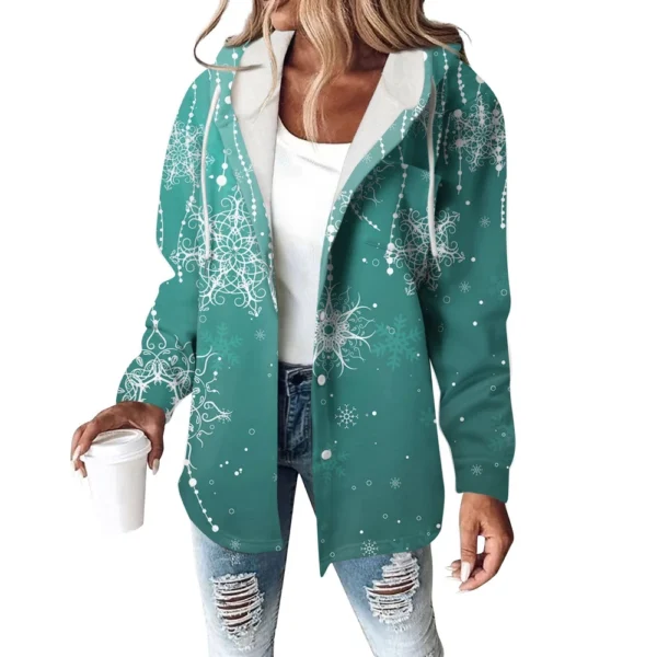 Women's Coat Casual And Fashionable Composite Thick And Warm Printed Hooded - Image 6