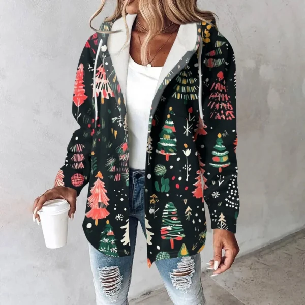 Women's Coat Casual And Fashionable Composite Thick And Warm Printed Hooded - Image 34