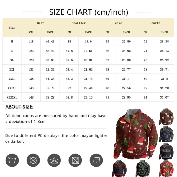 Men's Buttoned Sweatshirt With European And American Autumn/winter Printed Long - Image 21
