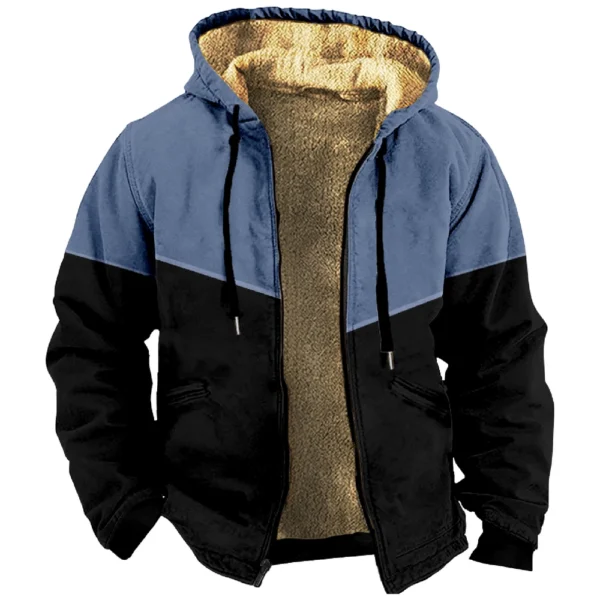 Men's Winter Print Jacket Men's Casual Trend Zipper Hooded Jacket - Image 2