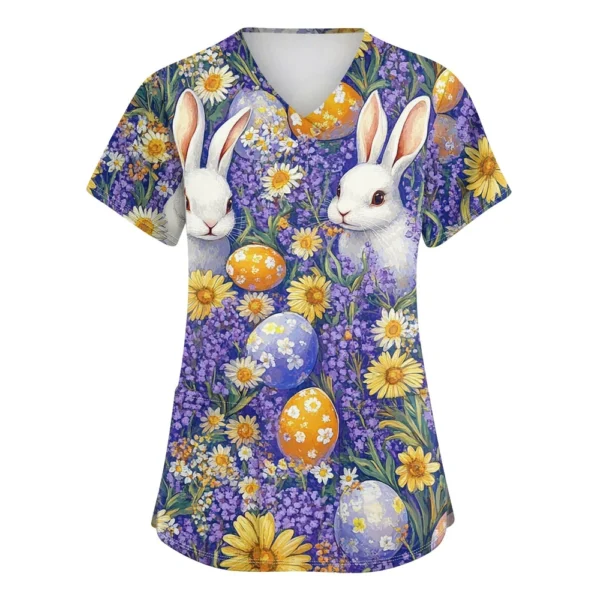 Women's Daily Fashion Casual Short Sleeved Round Neck Printed Loose T-Shirt - Image 41