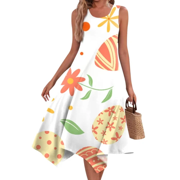 Women's Easter Sundresses Casual Printed Dresses Fashion Summer Loose Dress - Image 4