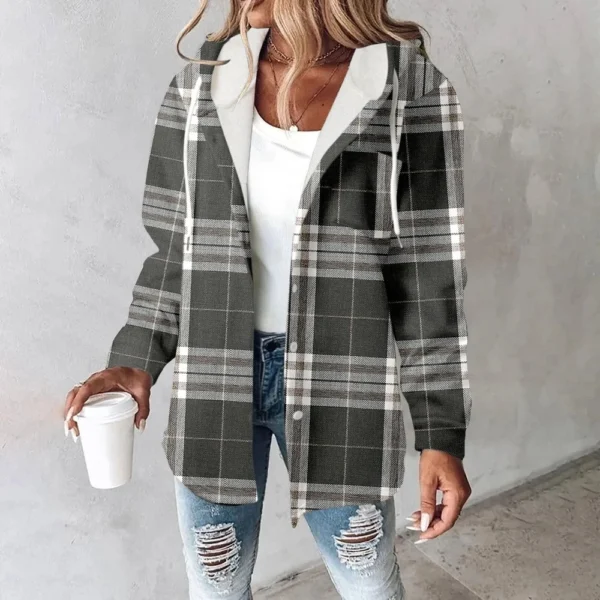 Fleece Hoodies For Women Warm Print Sweatshirt Button Lined Drawstring Hooded - Image 28