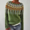 Women's Fashionable Casual Printed Round Neck Pullover Loose Long Sleeved - Image 31