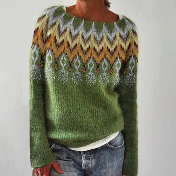 Women's Fashionable Casual Printed Round Neck Pullover Loose Long Sleeved - Image 31