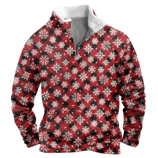 Men's  Loose Casual Fashion Stand Collar Half-Zip Hoodless Sweatshirt - Image 35