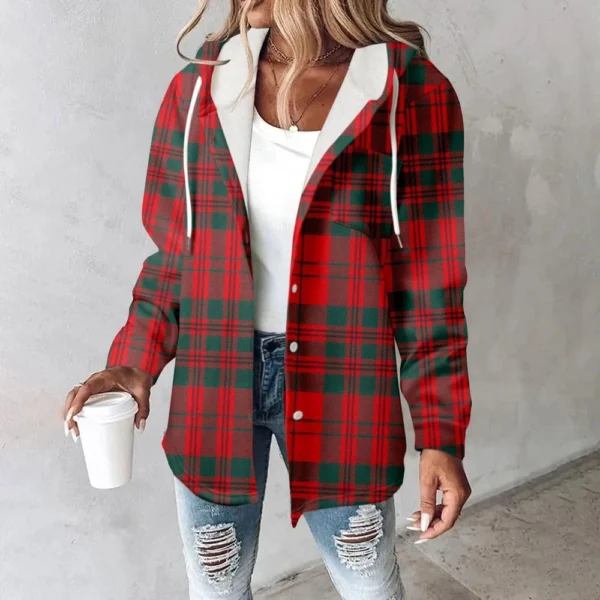 Fleece Hoodies For Women Warm Print Sweatshirt Button Lined Drawstring Hooded - Image 58