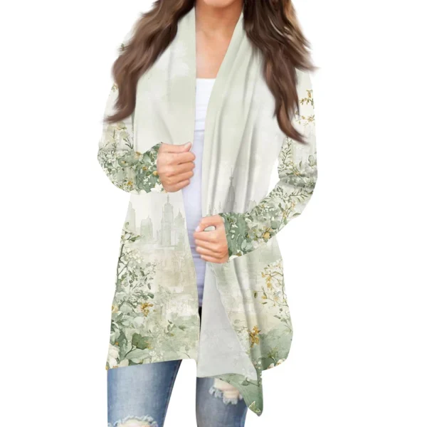 Women's Fashion Casual Vintage Floral Printed Mid-Length Cardigan Jacket - Image 6
