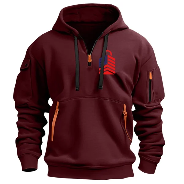 Men's Printed Sweatshirt Hoodie Zipper Arm Pocket Cardigan Men's Sports Large - Image 32