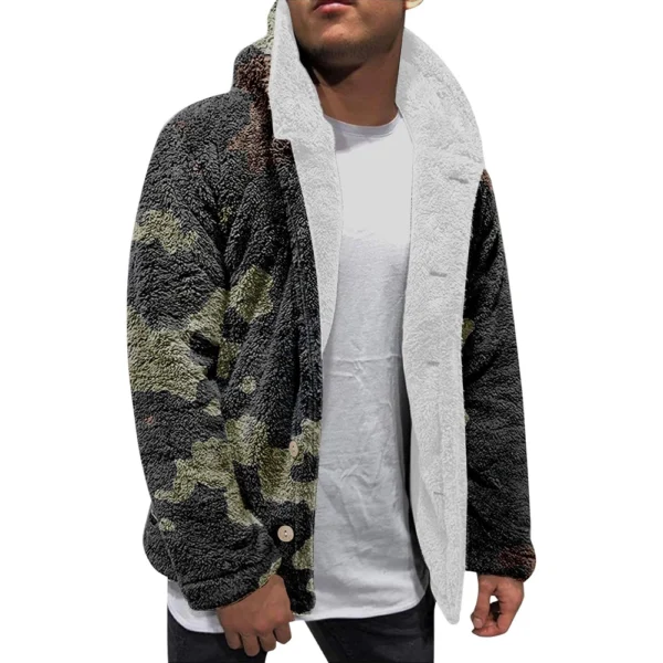 Men'S Winter Zipper Hooded Fleece Sweatshirt With Patch Pocket Casual Jacket - Image 6