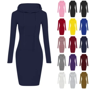 Women's Fashion Casual Solid Color Long Sleeve Dress