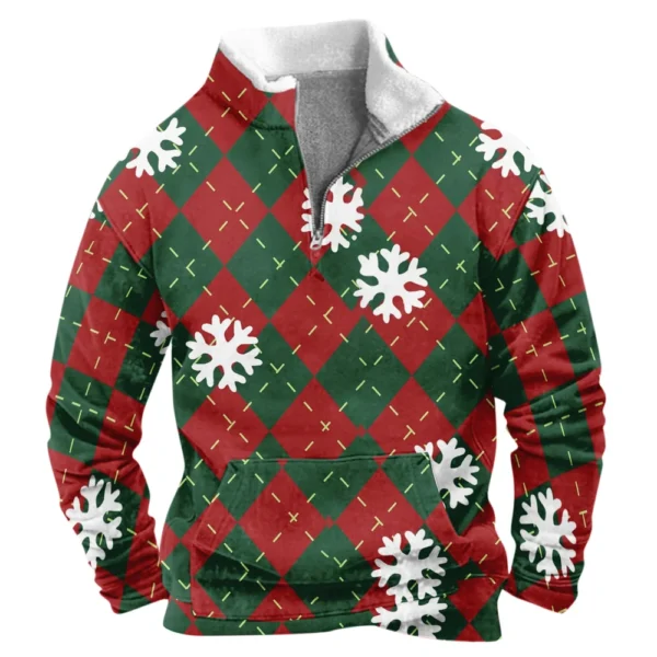 Men's  Loose Casual Fashion Stand Collar Half-Zip Hoodless Sweatshirt - Image 9