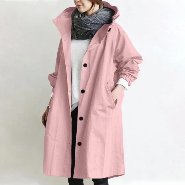 Jacket For Women Casual Plus Size Coat Solid Color Mid Length Windbreaker - Image 46