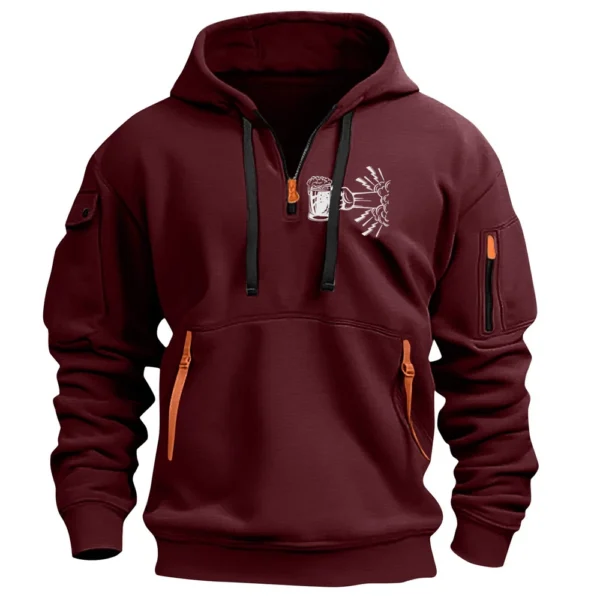 Men's Printed Sweatshirt Hoodie Zipper Arm Pocket Cardigan Men's Sports Large - Image 2