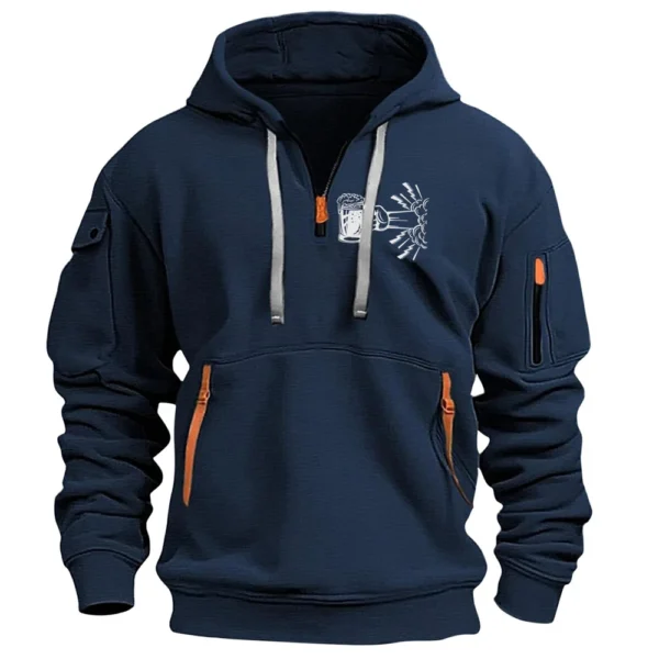 Men's Printed Sweatshirt Hoodie Zipper Arm Pocket Cardigan Men's Sports Large - Image 4